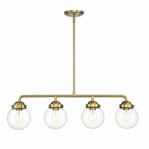 Designers Fountain Knoll 60 Watt 4 Light Brushed Gold Pendant with Clear Glass Shades 95938-BG